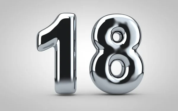 Chrome Balloon Number Isolated White Background Rendered Illustration Best Anniversary — Stock Photo, Image