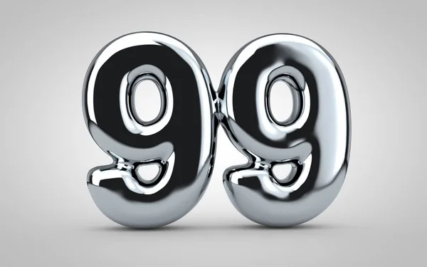 Chrome Ballong Nummer Isolerad Vit Bakgrund Illustrerad Bäst För Årsdagen — Stockfoto
