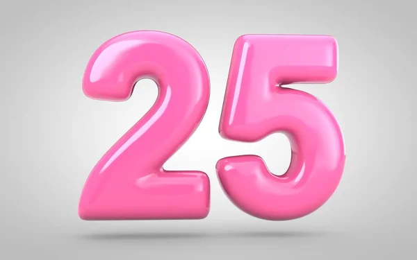 泡ガム番号25白の背景に隔離されました 3Dレンダリングイラスト 記念日 誕生日パーティー 新年のお祝いに最適 — ストック写真