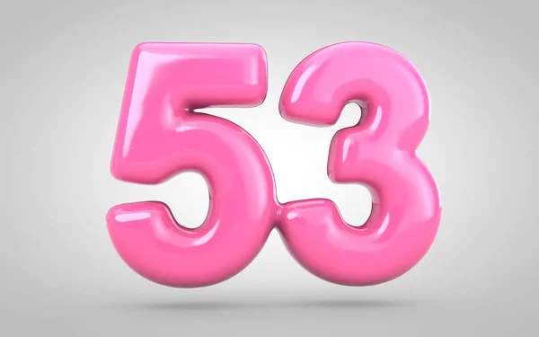 Bubble Gum number 53 isolated on white background. 3D rendered illustration. Best for anniversary, birthday party, new year celebration.