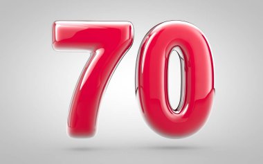 Pembe tırnak cilası. Beyaz arka planda 3D numara 70. Yıldönümü, doğum günü partisi, yeni yıl kutlaması için en iyisi..