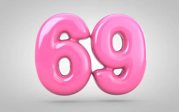 白底上分离出69号泡糖 3D作了说明 结婚周年纪念日 生日派对 新年庆祝会 — 图库照片