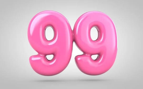 白底上分离出99号泡泡糖 3D作了说明 结婚周年纪念日 生日派对 新年庆祝会 — 图库照片