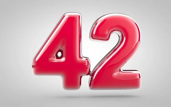 粉红指甲油3D第42号白色背景 结婚周年纪念日 生日派对 新年庆祝会 — 图库照片