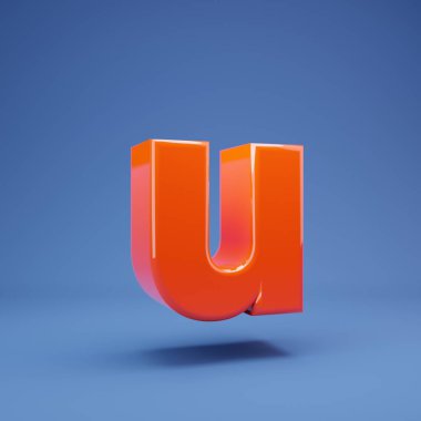 Lush Lav 3D harfli U küçük harfi. 3D görüntüleme. Yıldönümü için en iyisi, doğum günü partisi, kutlama.