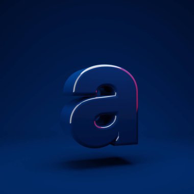 Hayalet Mavi 3D harf A küçük harf. 3D görüntüleme. Yıldönümü için en iyisi, doğum günü partisi, kutlama.