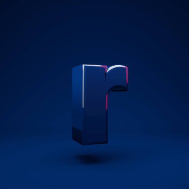 Phantom Blue 3d harf R küçük harf. 3D görüntüleme. Yıldönümü için en iyisi, doğum günü partisi, kutlama.