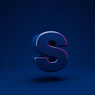 Phantom Blue 3d harf S küçük harf. 3D görüntüleme. Yıldönümü için en iyisi, doğum günü partisi, kutlama.