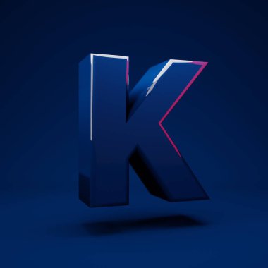 Phantom Blue 3d harf K büyük harf. 3D görüntüleme. Yıldönümü için en iyisi, doğum günü partisi, kutlama.