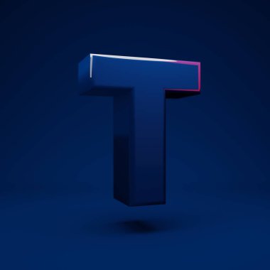 Phantom Blue 3d harf T büyük harf. 3D görüntüleme. Yıldönümü için en iyisi, doğum günü partisi, kutlama.