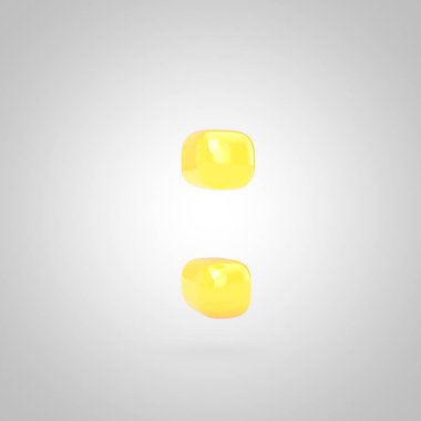 Beyaz arka planda izole edilmiş sarı meyveli sakız. 3 boyutlu resimleme. Yıldönümü, doğum günü partisi, yeni yıl kutlaması için en iyisi..