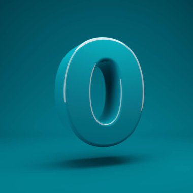 Aqua Menthe 3D numarası 0. 3D görüntüleme. Yıldönümü için en iyisi, doğum günü partisi, kutlama, reklam.