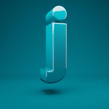 Aqua Menthe 3d harfi J küçük harf. 3D görüntüleme. Yıldönümü için en iyisi, doğum günü partisi, kutlama, reklam.