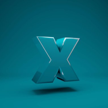 Aqua Menthe 3d harfi X küçük harf. 3D görüntüleme. Yıldönümü için en iyisi, doğum günü partisi, kutlama, reklam.