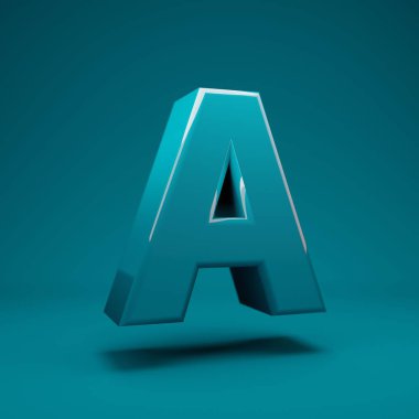 Aqua Menthe 3D harf A büyük harf. 3D görüntüleme. Yıldönümü için en iyisi, doğum günü partisi, kutlama, reklam.