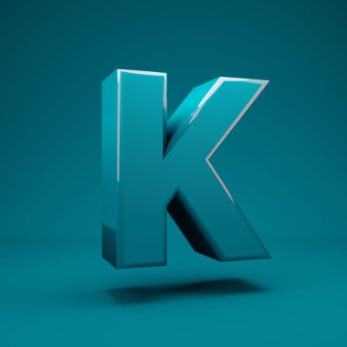 Aqua Menthe 3d harfi K büyük harf. 3D görüntüleme. Yıldönümü için en iyisi, doğum günü partisi, kutlama, reklam.