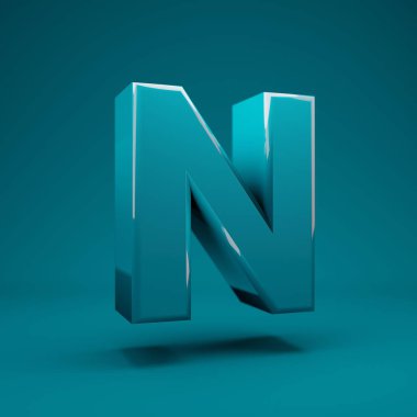 Aqua Menthe 3d harfi N büyük harf. 3D görüntüleme. Yıldönümü için en iyisi, doğum günü partisi, kutlama, reklam.