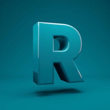 Aqua Menthe 3d harfi R büyük harf. 3D görüntüleme. Yıldönümü için en iyisi, doğum günü partisi, kutlama, reklam.