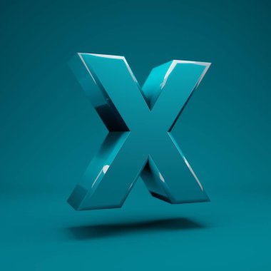 Aqua Menthe 3d harfi X büyük harf. 3D görüntüleme. Yıldönümü için en iyisi, doğum günü partisi, kutlama, reklam.