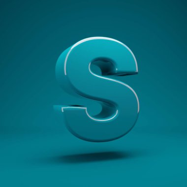 Aqua Menthe 3d harfi S büyük harf. 3D görüntüleme. Yıldönümü için en iyisi, doğum günü partisi, kutlama, reklam.