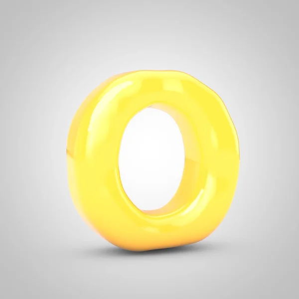 黄色水果泡泡胶字母O 大写字母 白色背景分离 3D作了说明 结婚周年纪念日 生日派对 新年庆祝会 — 图库照片