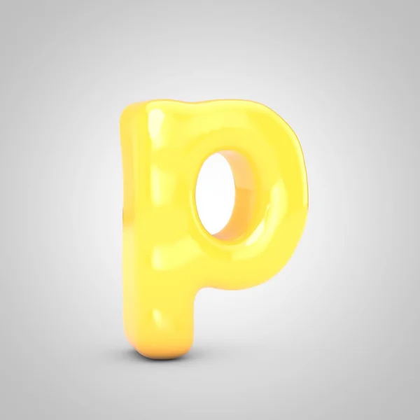 Yellow Fruit Bubble Gum Letter Lowercase Isolated White Background Rendered — Stock Photo, Image