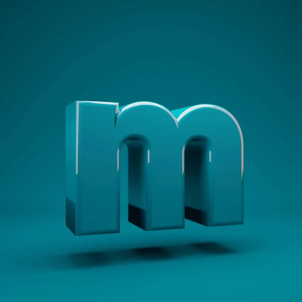 Aqua Menthe 3D字母M小写字母 3D渲染 结婚周年纪念日 生日派对 庆祝会 — 图库照片