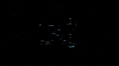 Gürültü arızası olan eski kötü TV monitöründe simgeyi rastgele göster. 4k 60 fps video görüntüleme görüntüsü