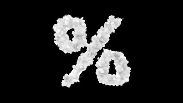 Procent Symbool Verschijnt Met Witte Deeltjes Zwarte Achtergrond — Stockvideo