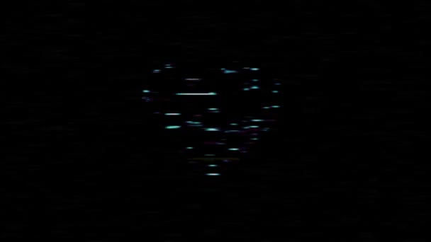 Heart Icon Reveal Old Bad Monitor Noise Glitch Effect Fps — ストック動画