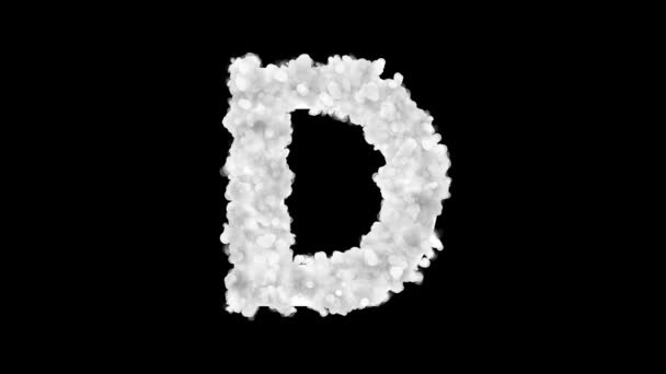 Χιονισμένο Λευκό Λαμπερό Γράμμα Μαύρο Φόντο — Αρχείο Βίντεο