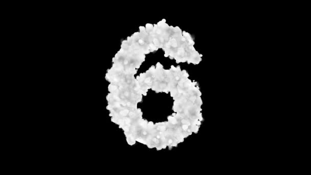 Snowy White Glowing Number Black Background — Stock Video