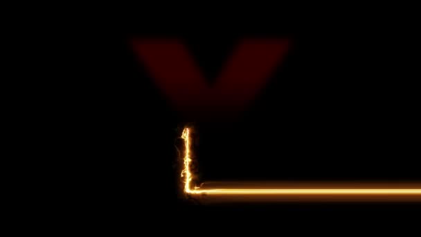 Открыть Букву Огненная Плазма Светящегося Движения Стирается Центр Кадров Секунду — стоковое видео