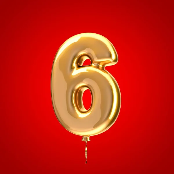 Gouden Ballon Lettertype Nummer Gemaakt Alfabet Geïsoleerd Rode Achtergrond Ideaal — Stockfoto