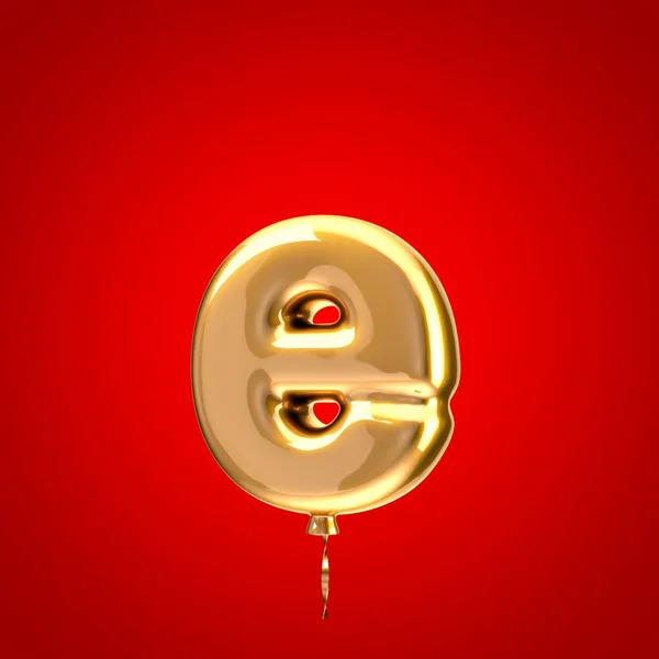 Gouden Ballon Lettertype Letter Kleine Letters Gemaakt Alfabet Geïsoleerd Rode — Stockfoto