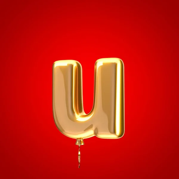 Gouden Ballon Lettertype Letter Kleine Letters Gemaakt Alfabet Geïsoleerd Rode — Stockfoto