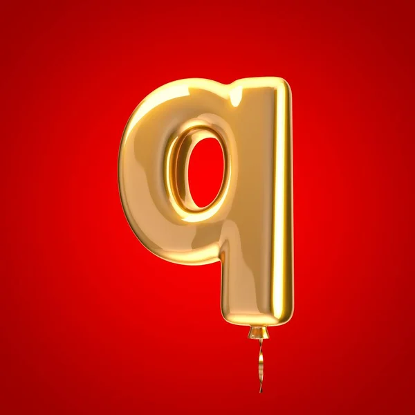 Gold Balloon Font Letter Minuscolo Reso Alfabeto Isolato Sfondo Rosso — Foto Stock