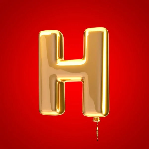 Gold Balloon Font Letter Uppercase Rendered Alphabet Isolated Red Background — Stock Photo, Image
