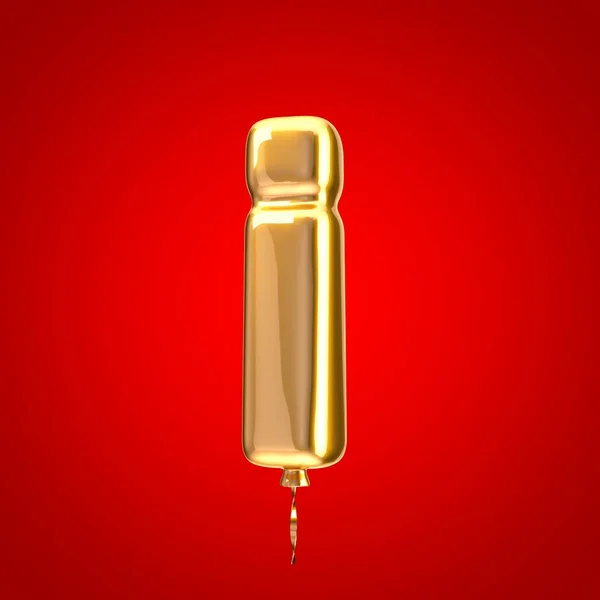 Gouden Ballon Lettertype Letter Kleine Letters Gemaakt Alfabet Geïsoleerd Rode — Stockfoto