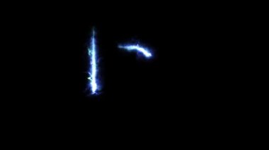 Elektronik mavi D harfi siyah arka planda görünüyor. 4k animasyon.