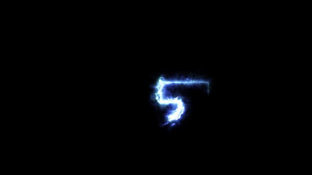 Electric Blue Letter Reveal Black Background Animation — Stock Video