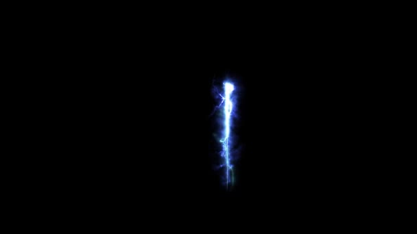 電気青の文字Tは黒の背景に明らかにします 4Kアニメーション — ストック動画