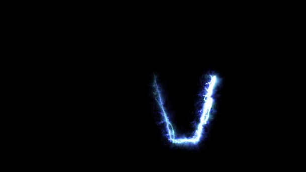 Электрическая Синяя Буква Черном Фоне Анимация — стоковое видео