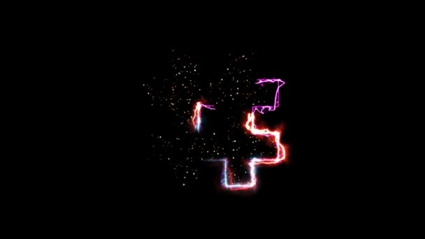 Electric Hot Fire Reveal Glittering Light Particles Black Background — Stockvideo