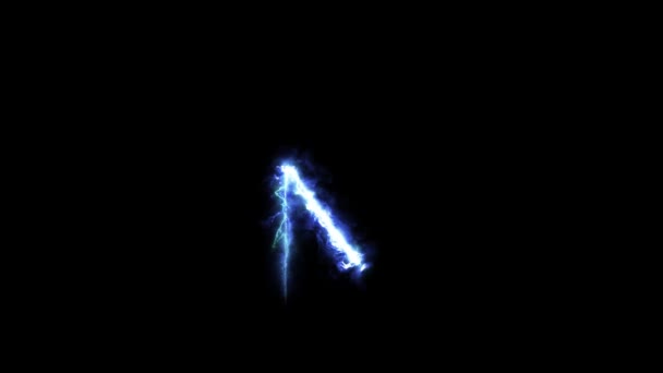 電気青の文字Nは黒の背景に現れます 4Kアニメーション — ストック動画