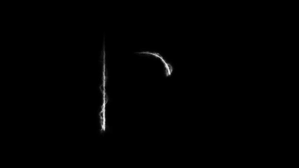 白色尾迹字母D揭示 4K60 Fps黑色背景动画 — 图库视频影像