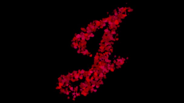 Velké Písmeno Červených Srdcí Odhaluje Centru Slábne Větrem Valentýna Koncept — Stock video