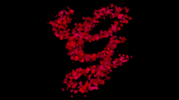 Lettre g majuscule faite de coeurs rouges. révèle au centre et s'estompe avec le vent, concept de Saint-Valentin 