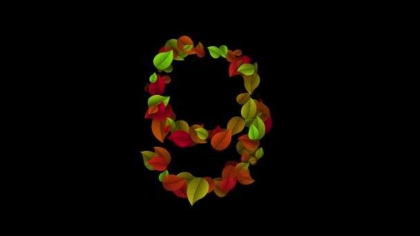 Numéro 9 fait avec des feuilles colorées 