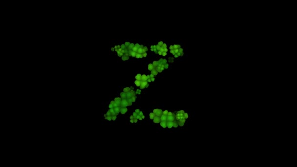 Clover lettre Z minuscule révéler sur fond noir — Video